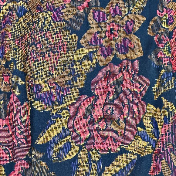 Dark Floral MIDI Dress Size 18.5 Romantic Vampire Whimsigoth Risa Ann VTG 80s - Picture 4 of 8